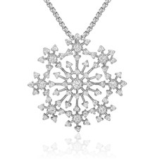 925 Sterling Silver CZ Starburst Snowflake Slide Chain Necklace