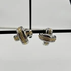 Silver And Gold Tone X Criss Cross Clip Earrings￼Vintage Costume Jewelry