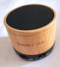 CASSA BLUETOOTH AMPLIFICATA IN BAMBOO Smartphone PORTATILE SD USB ALTOPARLANTE