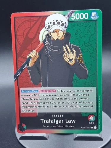 One Piece Card Game Romance Dawn Trafalgar Law OP01-002 NM Errata Leader