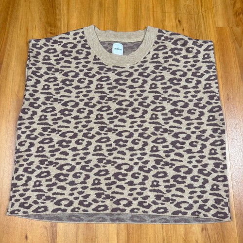 Pattern Making On Neckline Maeve Anthropologie Leopard Print Sweater Vest Tan Brown Crew Neck L ...