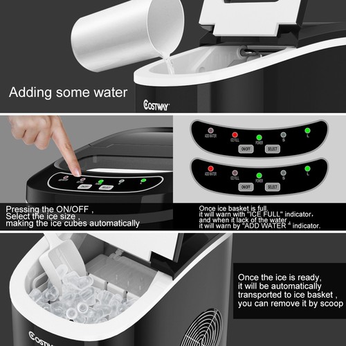 Portable Ice Maker Machine for Home Ice Cubes Ready in 8 Mins Make 26 lbs Ice - Picture 4 of 7