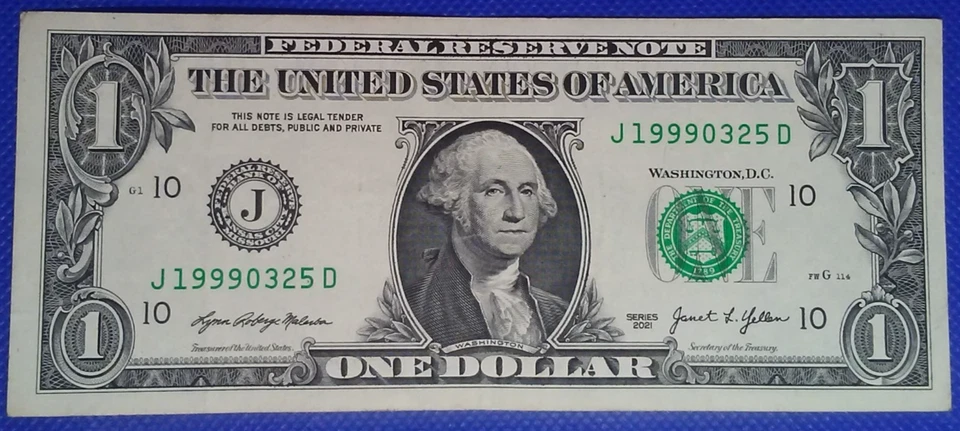 MARCH 25th 1999 Birthday Anniversary Date Note One Dollar Series 2021 - Image 2 of 3
