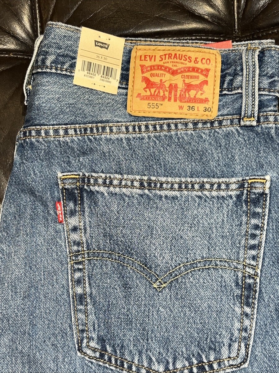 Levis 555 Jeans Mens 36x29 Blue Relaxed Fit Straight NWT | eBay