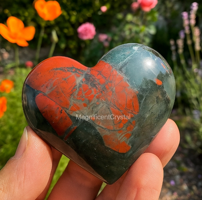 #ad African Bloodstone Heart Palm Stone Healing Crystal Worry Stone Art Decor Gifts $17.90