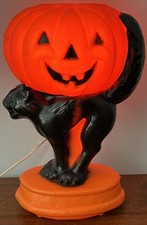 Vintage Light Up Black Cat Pumpkin Blow Mold ...