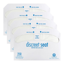 Hospeco Flushable Toilet Seat Covers - 1000 Pcs, 4 Packs of 250 - Disposable Pap