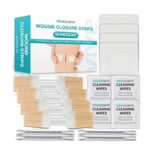 ViveCare Emergency Wound Closure Device Kit 4 Pcs - Adhesive Zip Stitch Sutur...
