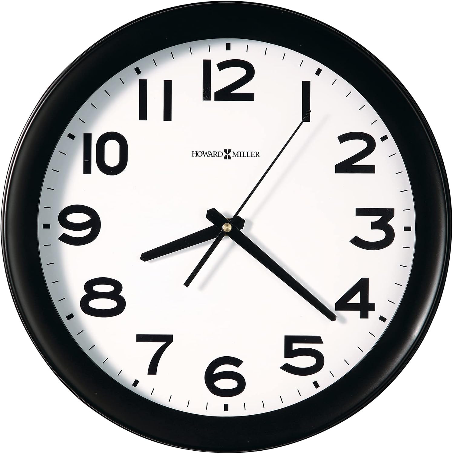 Howard Miller Kenwick Wall Clock – Black round Case, White Dial, Arabic Numerals