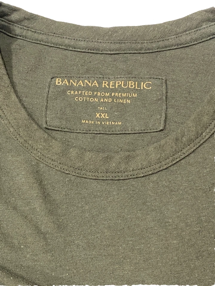 Banana Republic Men's Olive Green Cotton & Linen Blend T-Shirt Tall XXL - Image 3 of 3