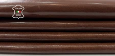 RUSSET BROWN SEMI SHINY Italian Goatskin Leather hide 2 skins 8+sqf 0.7mm #C5334