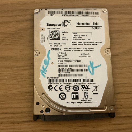 Seagate 500GB SATA 2,5" Interne Festplatte 6,0 Gb/s 1DG142-500 ST500LT012