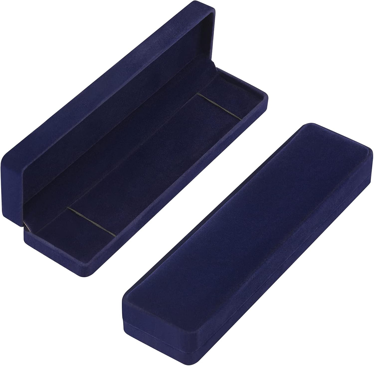 LETURE 2 Pieces Long Velvet Jewelry Chain Necklace Gift Box Set, Blue 