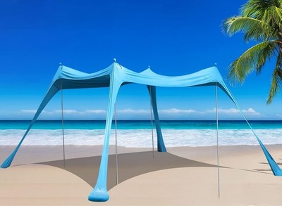 Family Beach Tent Sun Shade Canopy 10x10FT UPF 50 Plus Water Resistant Portable