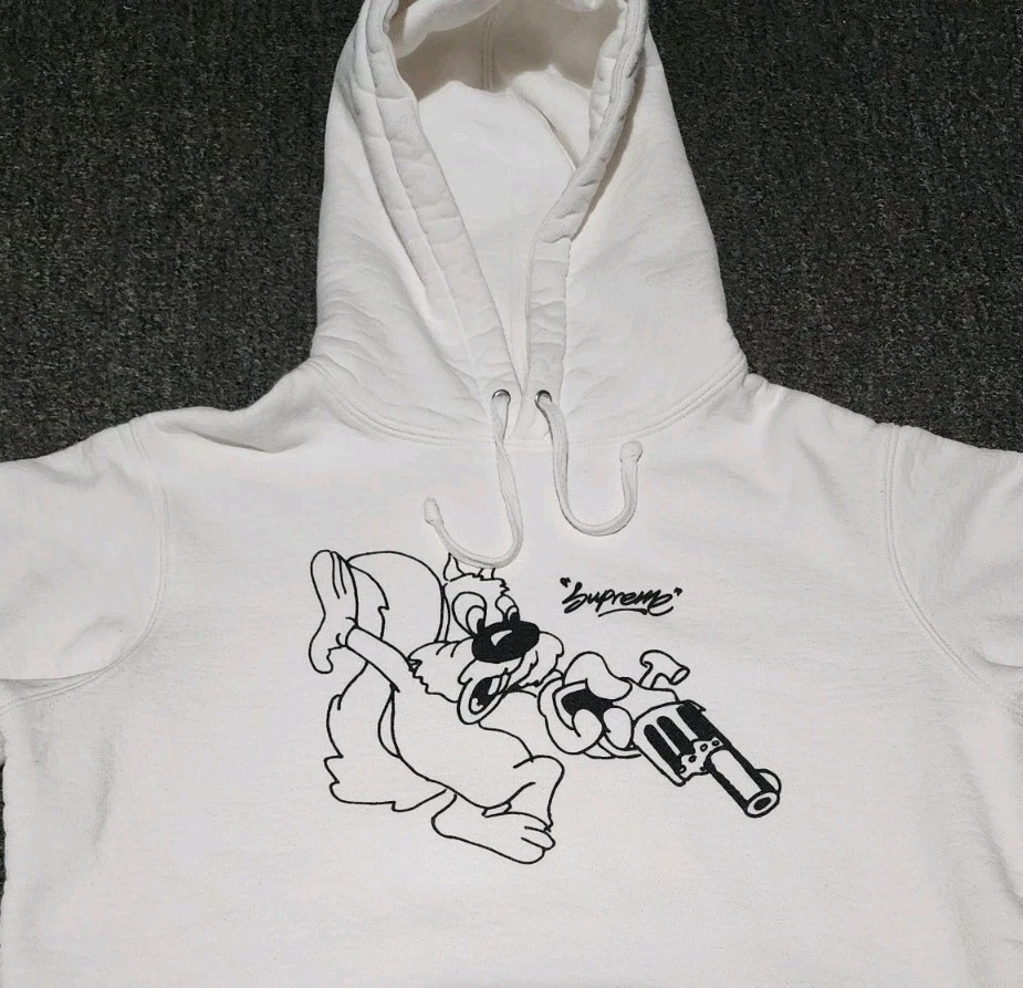 Supreme Lee Quinones Squirrel Gun Art SS18 Hoodie Jacket White Size Small - Image 2 of 4