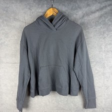 James Perse Hoodie Womens 2 Medium Cropped Cotton Jersey Pullover Slate Blue