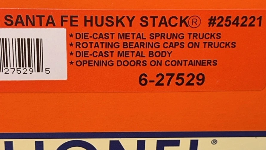 Lionel 6-27529 DIE-CAST SANTA FE 48’ Husky Stack Well Car #254221 O-Scale NEW - Image 3 of 3