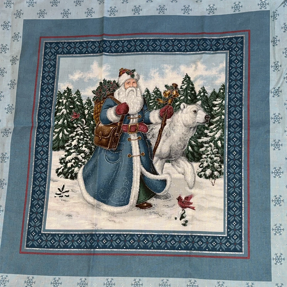 VIP Cranston Print Works Co. 15x15 Santa Panels .  Vtg. 100% cotton.  Pillows - Image 2 of 4