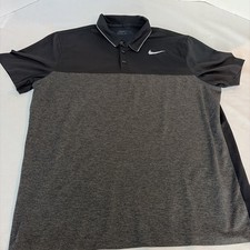 Nike Dri-FIT Polo Shirt Men s Size XL Black/Gray Standard Fit Golf Tennis