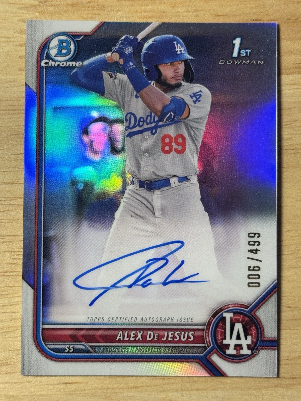 2022 Bowman Chrome 1st Auto Refractor #CPA-AJ Alex De Jesus /499 Dodgers