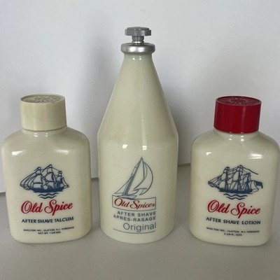 60 s Shulton Old Spice Set Aftershave Lotion, Talcum Powder & Original Lot of 3