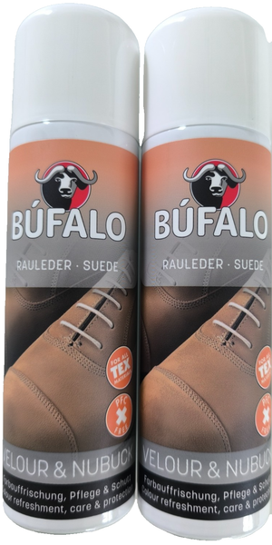 2 Dosen Velours Nubuk Spray Pflege Bufalo Neutral Rauleder 400 Ml (5,39€/100Ml)-image