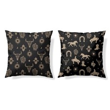 Boho Western Cow Bull Longhorn Skull Pillow Cover 18 x 18 Set of 51 Decor 01
