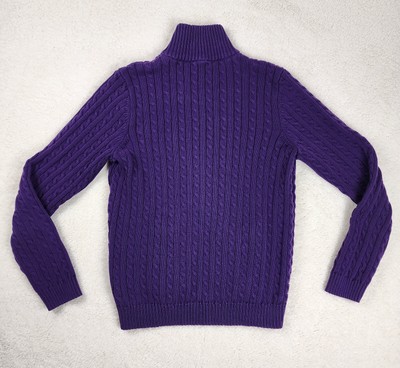 Ralph Lauren Purple Cable Knit Full Zip Sweater Cardigan RLL