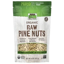 Now Foods Real Food Organic Pine Nuts Raw 8 oz 227 g Kosher, Non-GMO, Organic,