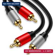 2RCA to 2RCA Cable 3Ft Gold-Plated 2 RCA Male to 2 RCA Male Stereo Audio Cabl...