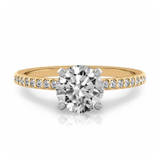 Yellow Gold Ring Engagement Diamond Lab Grown Round 1.2 Carat IGI Certified 18k