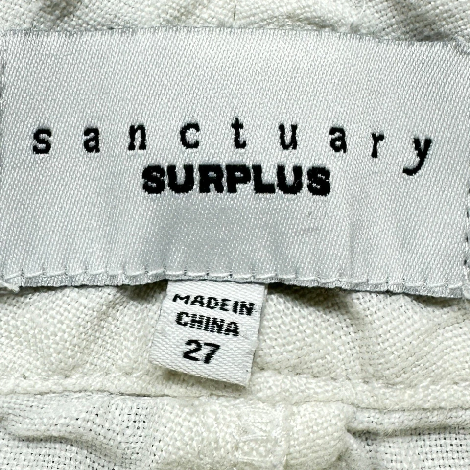 Sanctuary Surplus Linen Shorts Pants Women's Size 27 White Pockets Mid Rise - Image 2 of 4