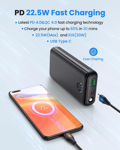 Portable Charger Power Bank 30000Mah USB C 22.5W Fast Charging External Battery  - Picture 2 of 12