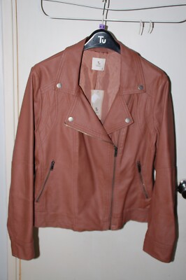 TU Woman Sainsburys Brown Faux Leather Jacket Size 16 UK