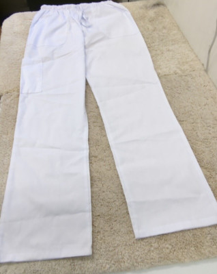 Denice Women's White Scrub Pull-On Pants Sz-L    NWOT
