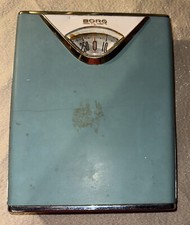 BORG Bathroom Scale Turquoise Mid Century 1950's Art Deco Glam Retro Metal