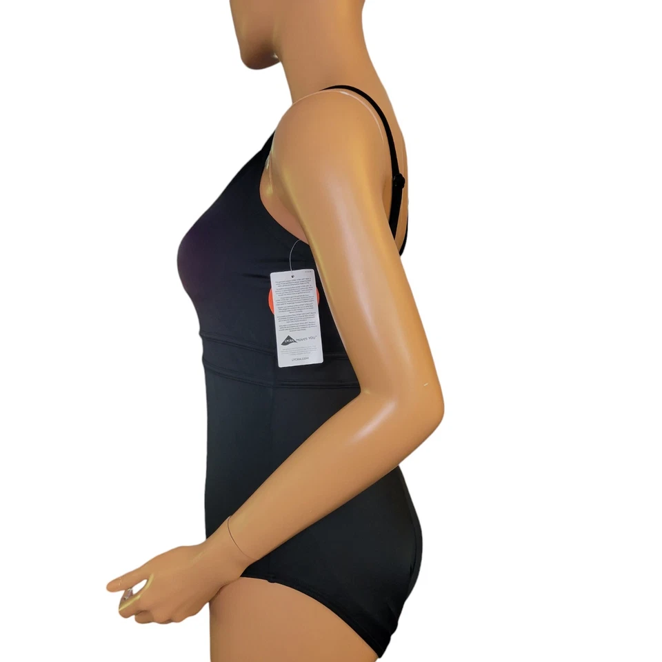 LL Bean Swimsuit Womens Size 10 Black One Piece UPF 50+ Sun Smart New Swimming - Image 2 of 4