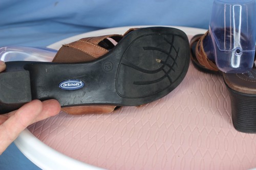 Dr Scholls Desiree Brown Leather Gel Pac Slip-On Women Shoes Size 12 Sandal - Picture 7 of 7