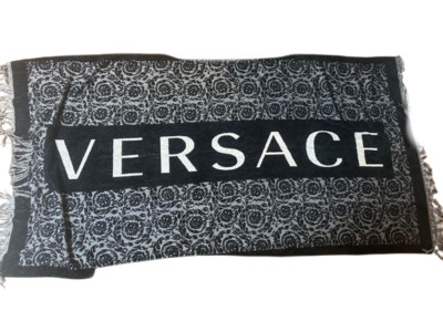 VERSACE Black & White Blanket Towel 93x183cm Rare Luxury Home Decor