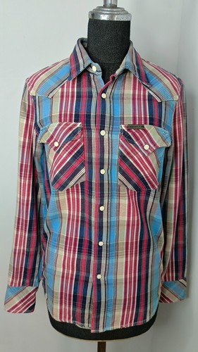Hysteric Glamour Japan plaid western ladies left handed Belnap metal snap shirt - Picture 11 of 18