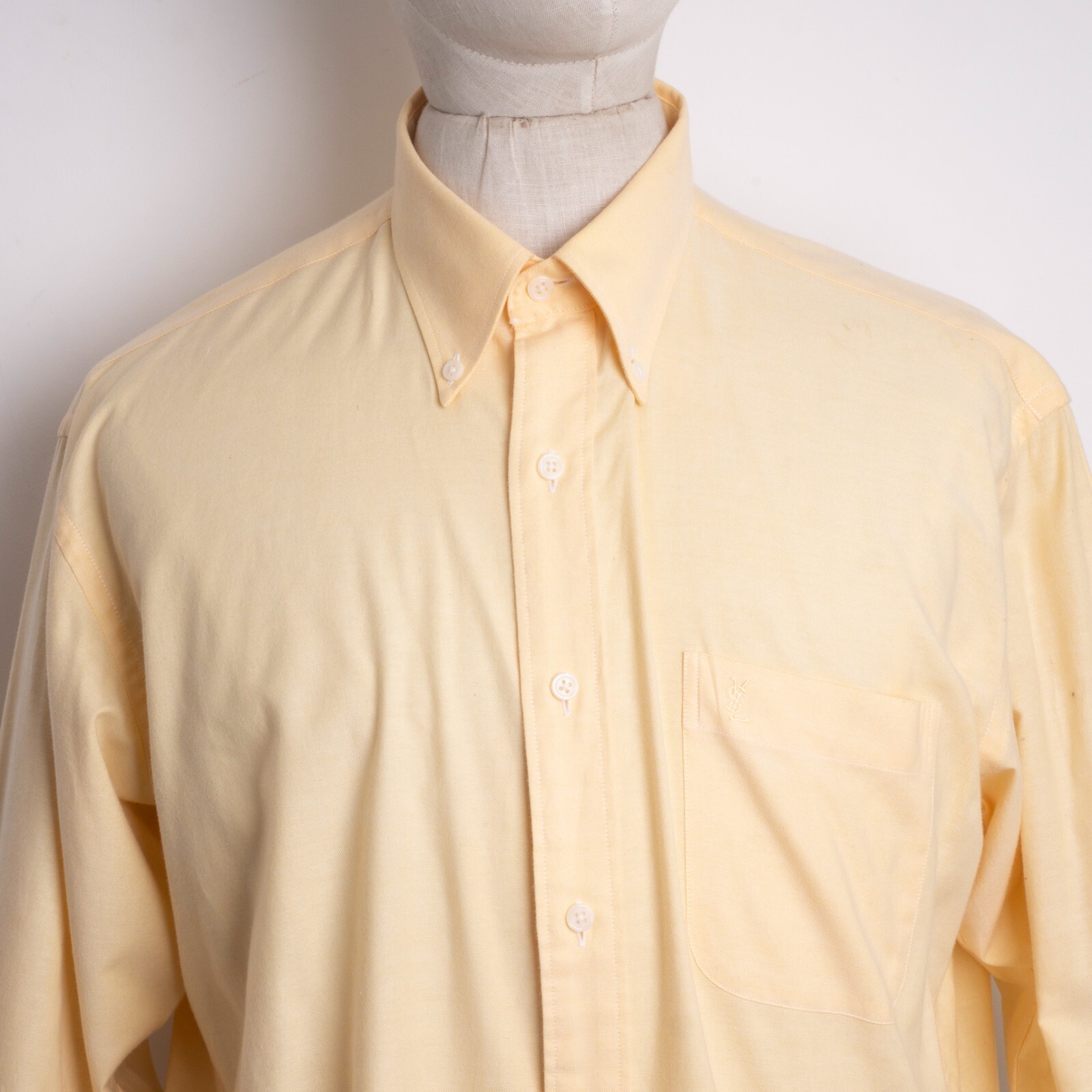 Camicia Yves Saint Laurent uomo gialla manica lunga cotone taglia 39 15 1 2