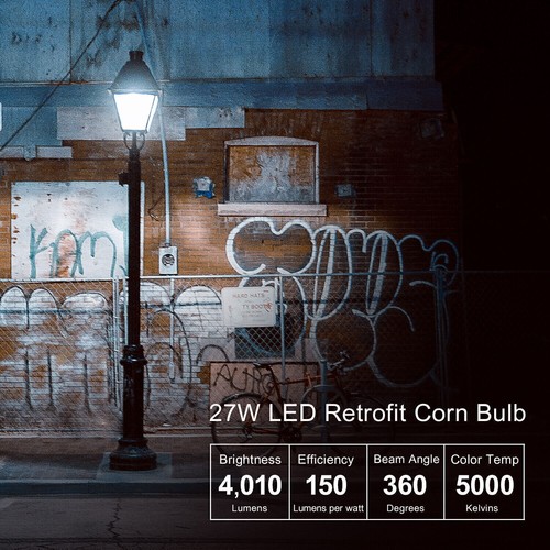 27W LED Corn Bulb Light E26 Medium Base For Warehouse Workshop Factory Basement - Picture 8 of 12