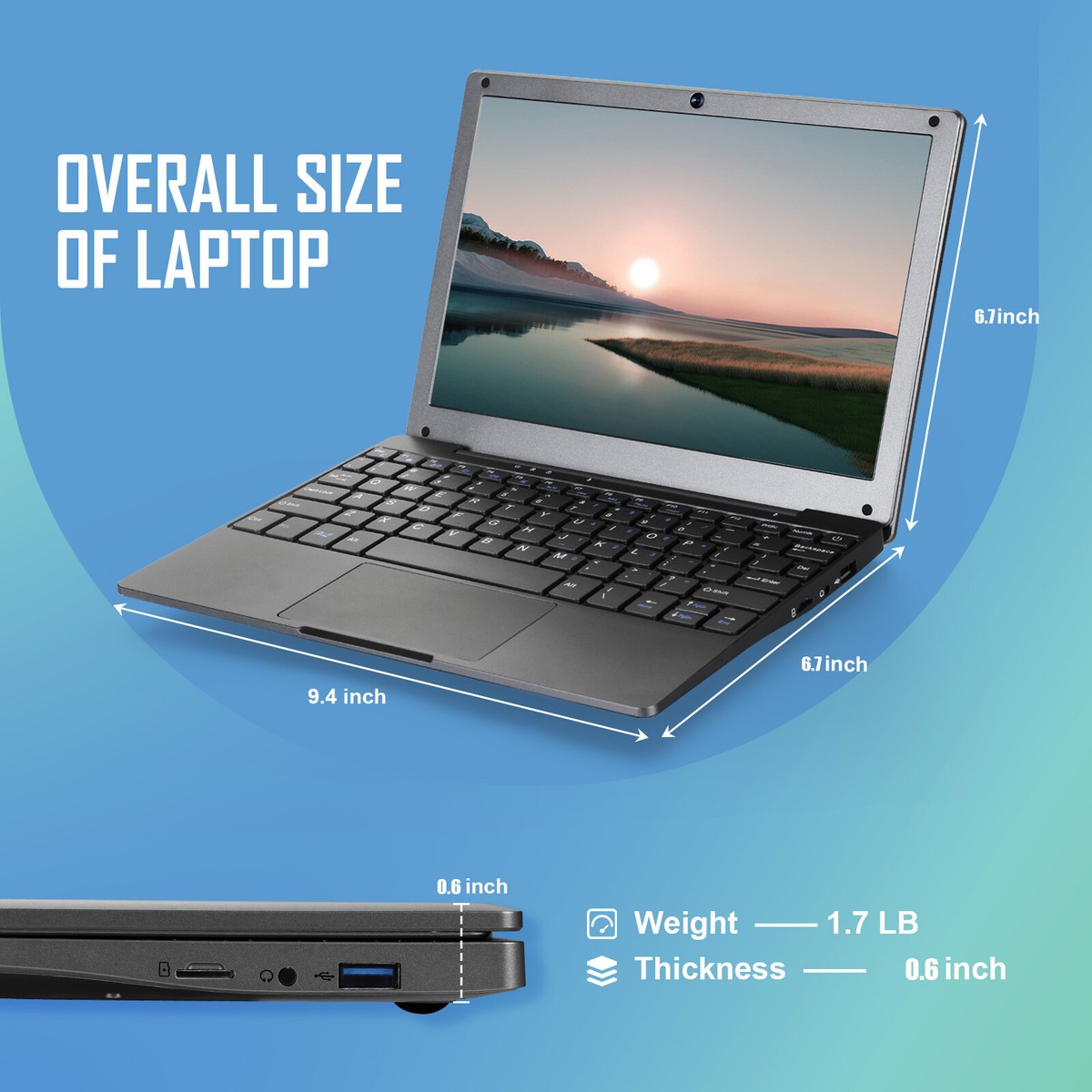 10'' Windows 11 Mini Laptop Computer 8GB+128GB Intel Celeron