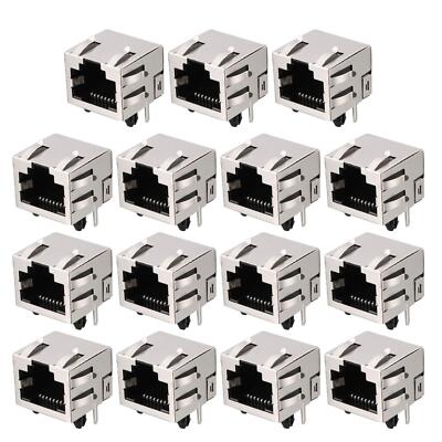 15 Stk 18 mm Länge RJ45 8P8C Modular PCB-Buchsen Anschlüsse für LAN-Netzwerk