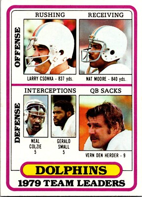 1980 Topps - #76 Larry Csonka, Nat Moore, Vern Den Herder (RC)