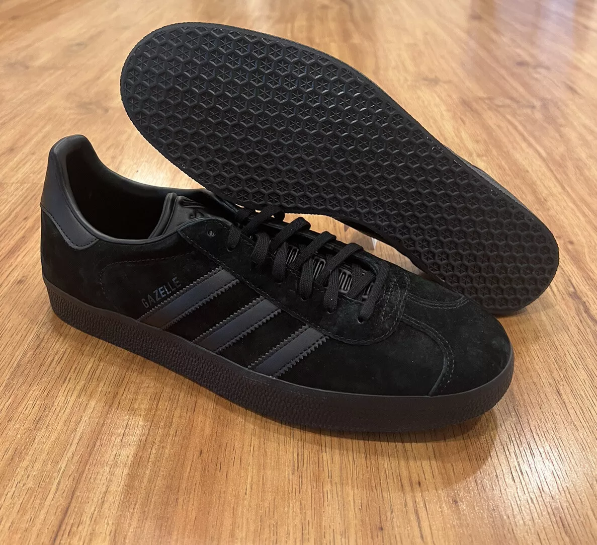 Adidas Gazelle &#039;Triple Black&#039; Mens Retro Lifestyle Shoes Suede CQ2809 12.5