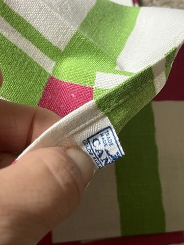 Vintage Tea Towel Lime Pink Plaid Kitchen Dish Hand Towel Cannon USA Farmhouse - Picture 2 of 4