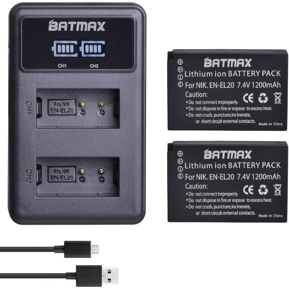 Batmax EN-EL20 Battery Dual Charger Pack