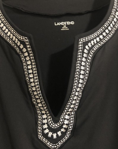 Lands End Long Sleeve Black Nylon Shirt Top Size 2X EUC! - Picture 3 of 4