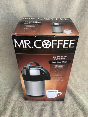 Mr. Coffee Pump Pot Thermos 2.3 Qt Stainless Steel
